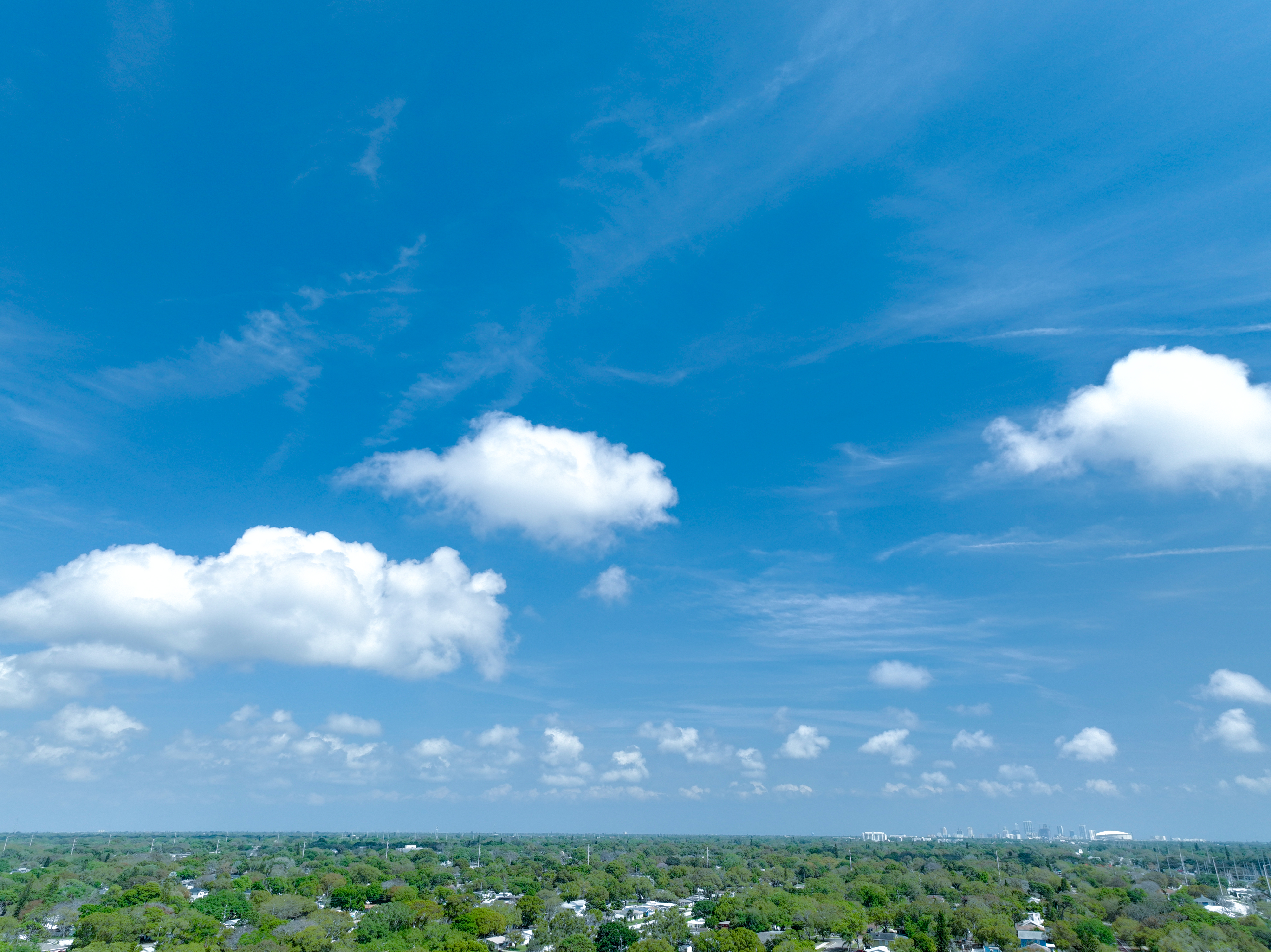 Drone photo of Pinellas County blue sky and clouds